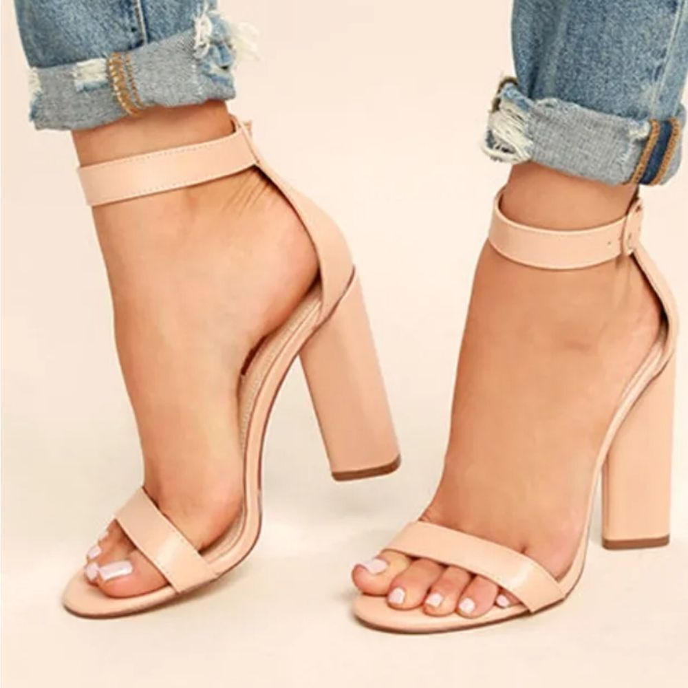 BRAND NEW LULU'S KATALIN LIGHT NUDE ANKLE STRAP HEELS SANDAL